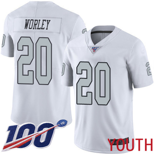 Oakland Raiders Limited White Youth Daryl Worley Jersey NFL Football #20 100th Season Rush Vapor Jersey->women nfl jersey->Women Jersey